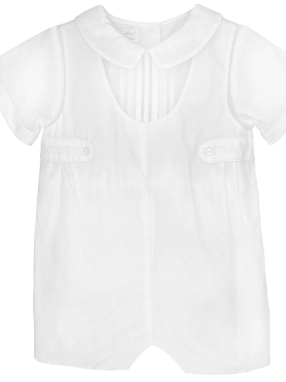 Petit Ami Romper with Side tabs and Pintucks 9 Months